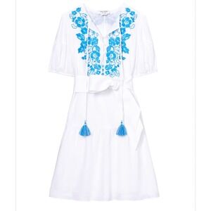 NWT Kate Spade New York Floral Embroidered Mini Shirtdress Linen Belted Women XS